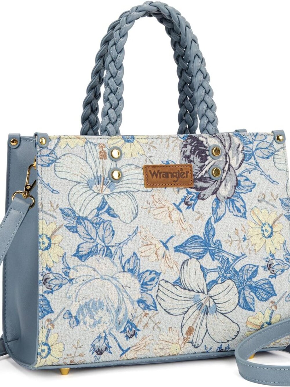 Wrangler Tote Bag for Women, Floral Print Braided Tote Purse,Western Tote Handba